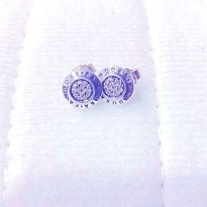 Pandora Signature SS and CZ Stud Earrings
